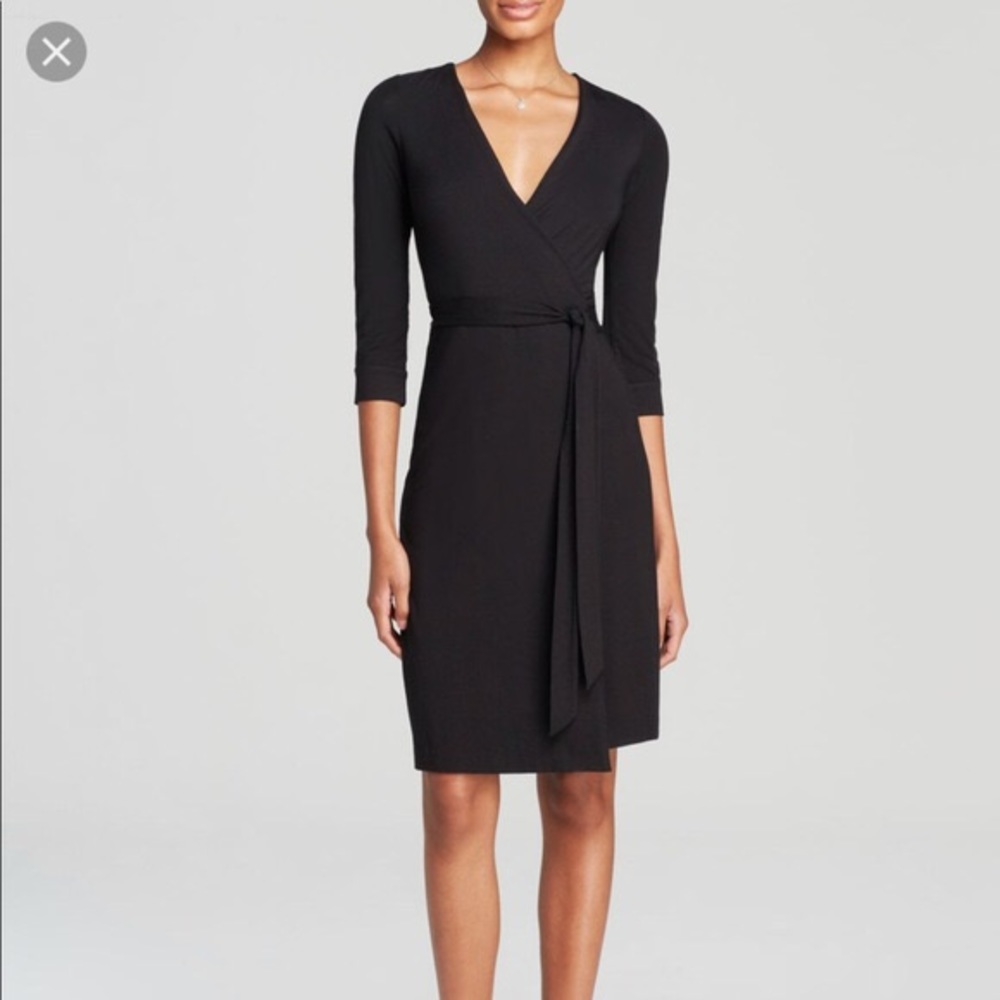 DVF Classic Black Wrap Dress Size 6